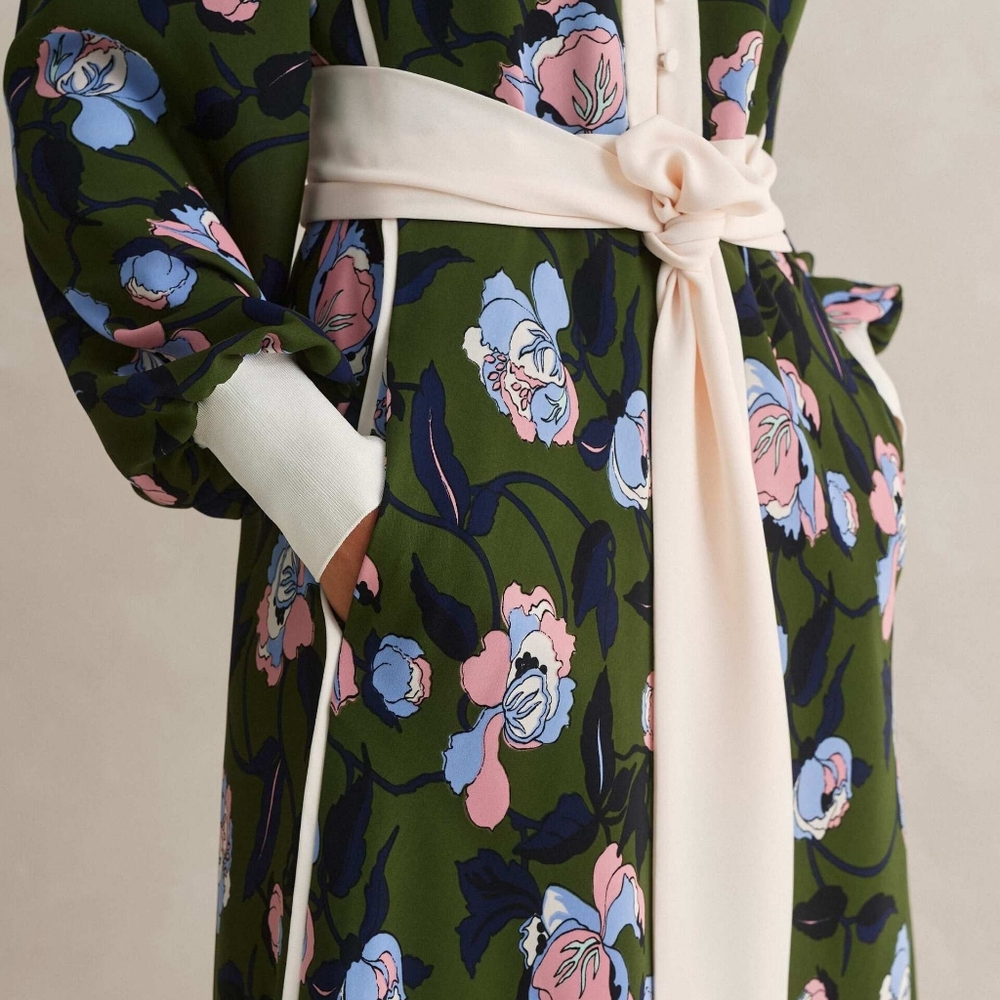 ME+EM Rose Print Panelled Midi Dress - Picture 2 of 7